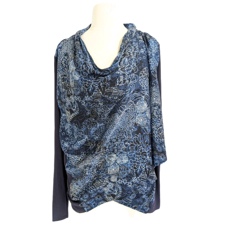 Lysse Cardigan XS New Women Long Sleeve Top Blue Batik print Wrap Blouse modal